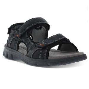 WEATHERPROOF VINTAGE Mens Black Cushioned Cole Round Toe Wedge Sandals Shoes
